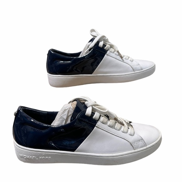 Michael Kors Lace Up Tobey White/Navy Sneakers - Picture 4 of 14